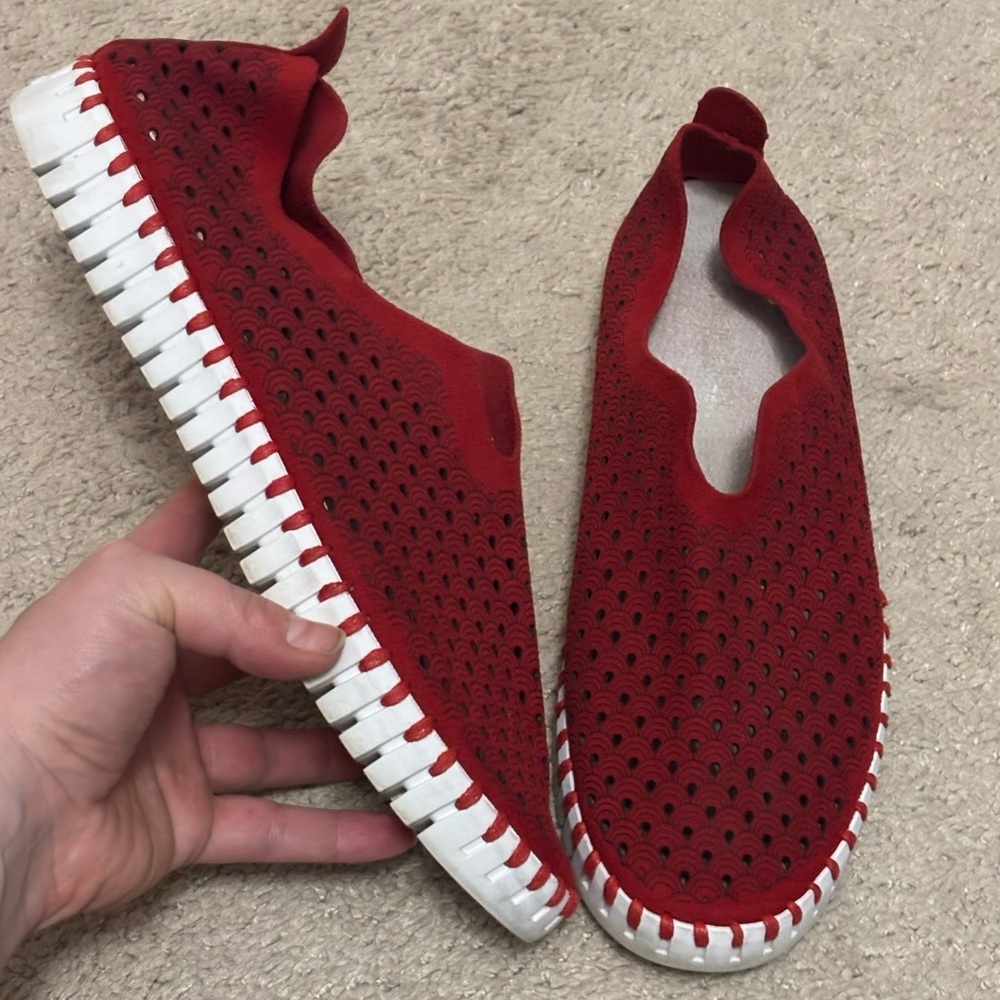 Ilse Jacobsen Red Flats with White Soles Women’s size 40 EU size 9.5-10